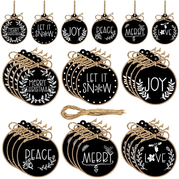 Dalrosia Wooden Christmas Ornaments Hemp Rope Wood Slices Painted Cutouts Tree Hanging for Indoor Outdoor Decoration