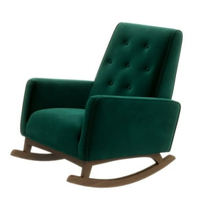 Muumblus Wingback Swivel Recliner, Green Chenille, Nursery & Living ...