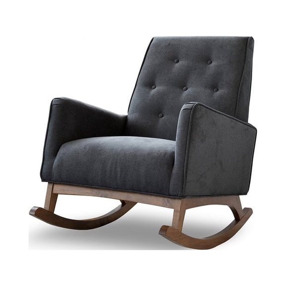 Dalston Tight Back Microfiber Indoor Nursery Rocking Chair in Dark Gray