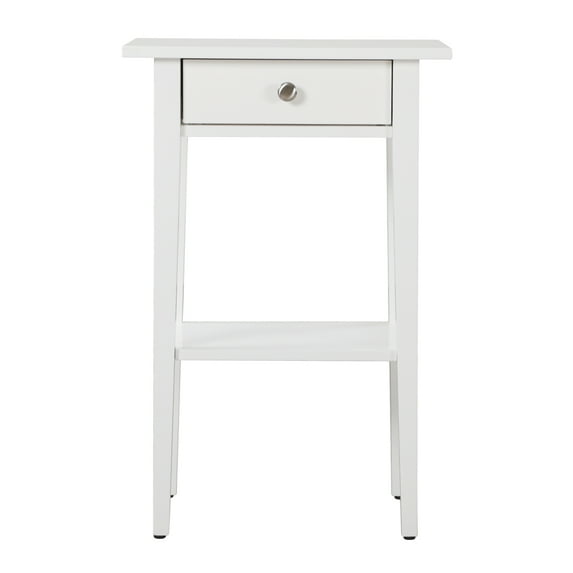 Dalton 1-Drawer White Nightstand (28"H x 14"W x 18"D)