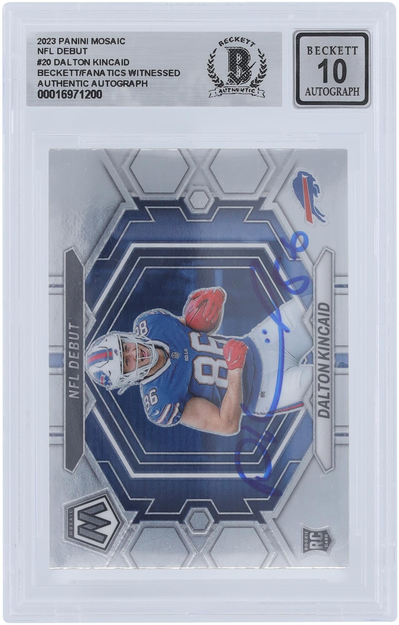 Dalton Kincaid Buffalo Bills Autographed 2023 Panini Mosaic #ND-20 Beckett Fanatics Witnessed Authenticated 10 Rookie Card - Fanatics Authentic Certified
