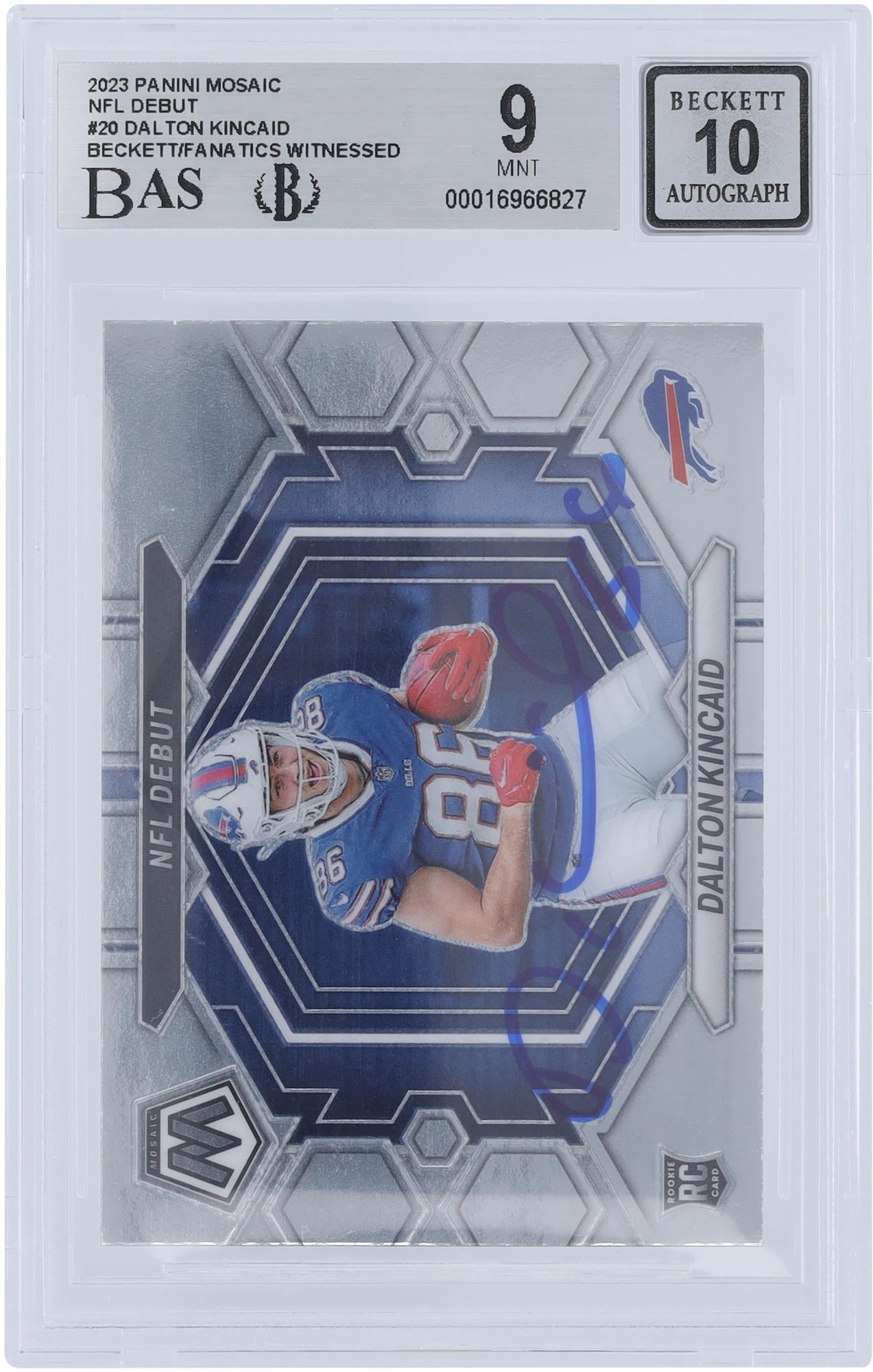 Dalton Kincaid Buffalo Bills Autographed 2023 Panini Mosaic #ND-20 Beckett Fanatics Witnessed Authenticated 9/10 Rookie Card - Fanatics Authentic Certified