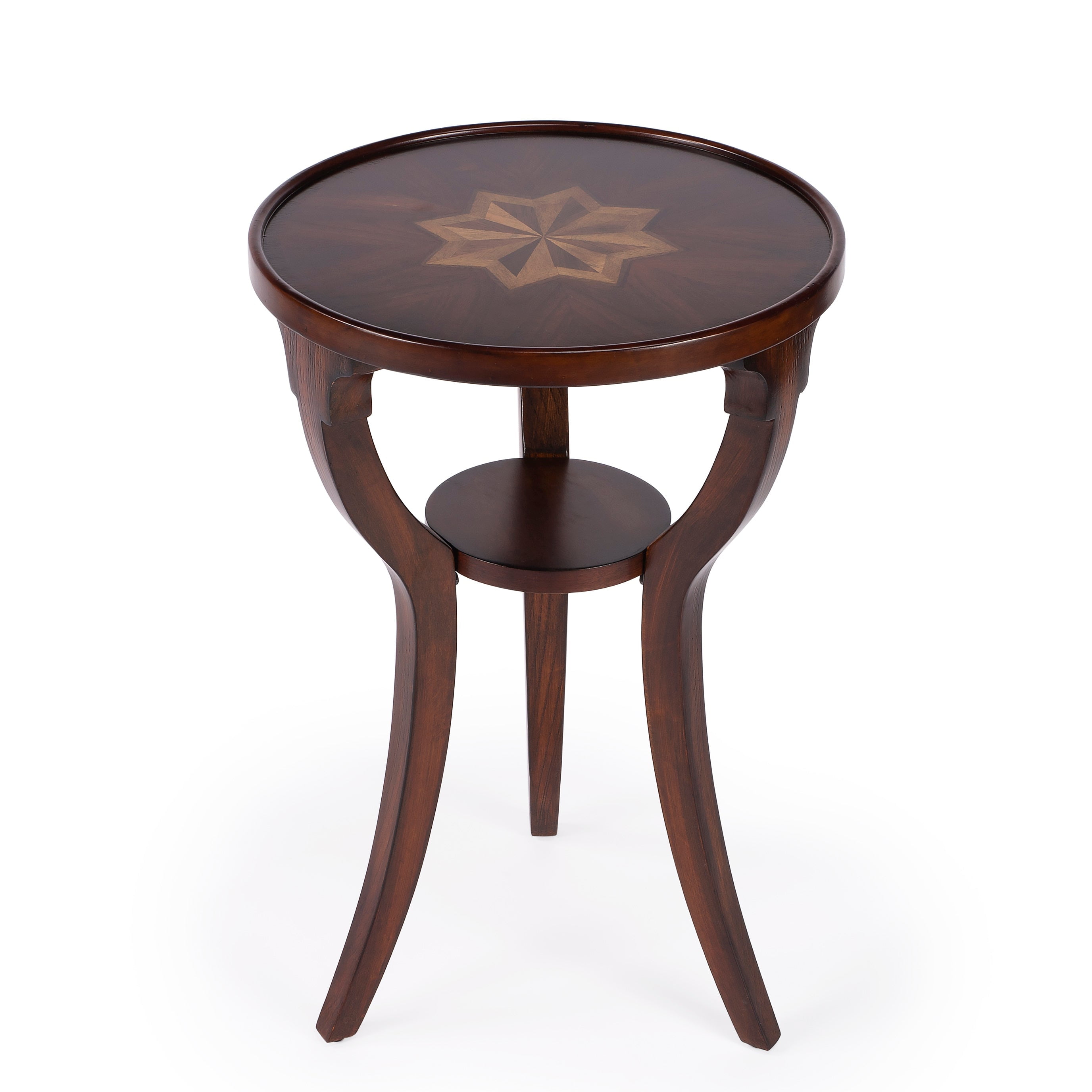 Dalton Cherry Brown Round Accent Table with Splayed Legs