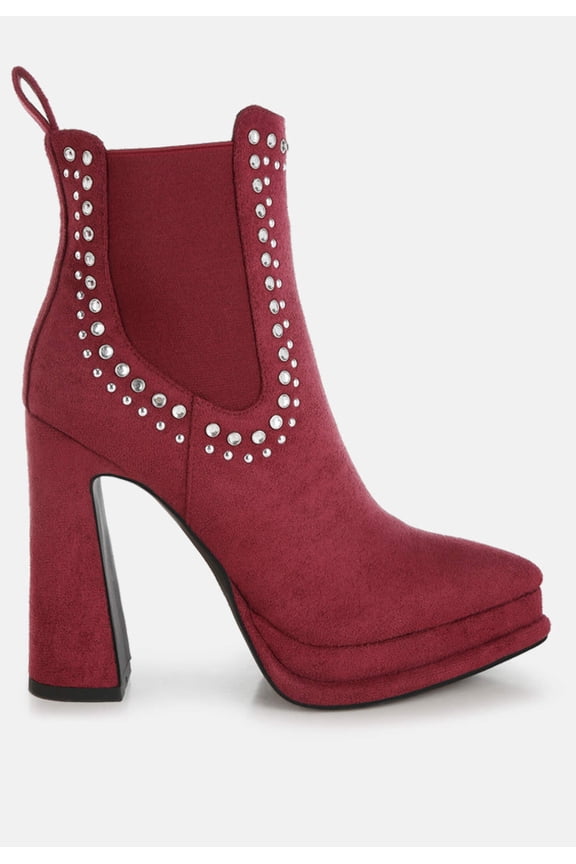 Dalton Studs Embellished High Ankle Boots