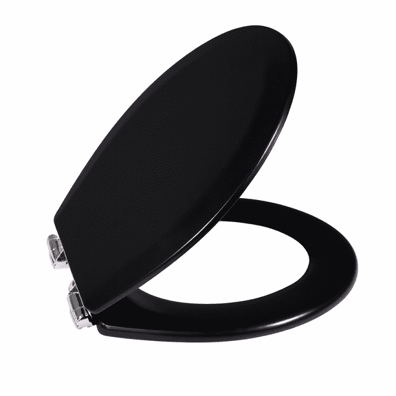 Design House Dalton Black Wooden Round Soft Close Toilet Seat