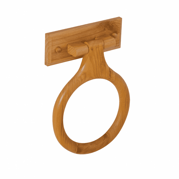Design House Dalton Wall Mounted Wood Bathroom Towel Ring, Honey Oak