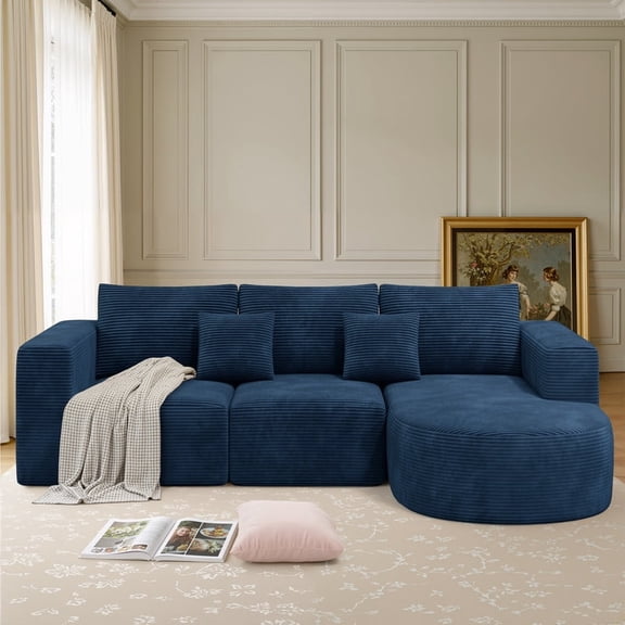 Daluvenix 104”Modular Sectional Sofa, Cloud Sectional Couch with Deep Seat, Modern L-Shape Sofa with Chaise, Upholstered Couches for Living Room, Blue