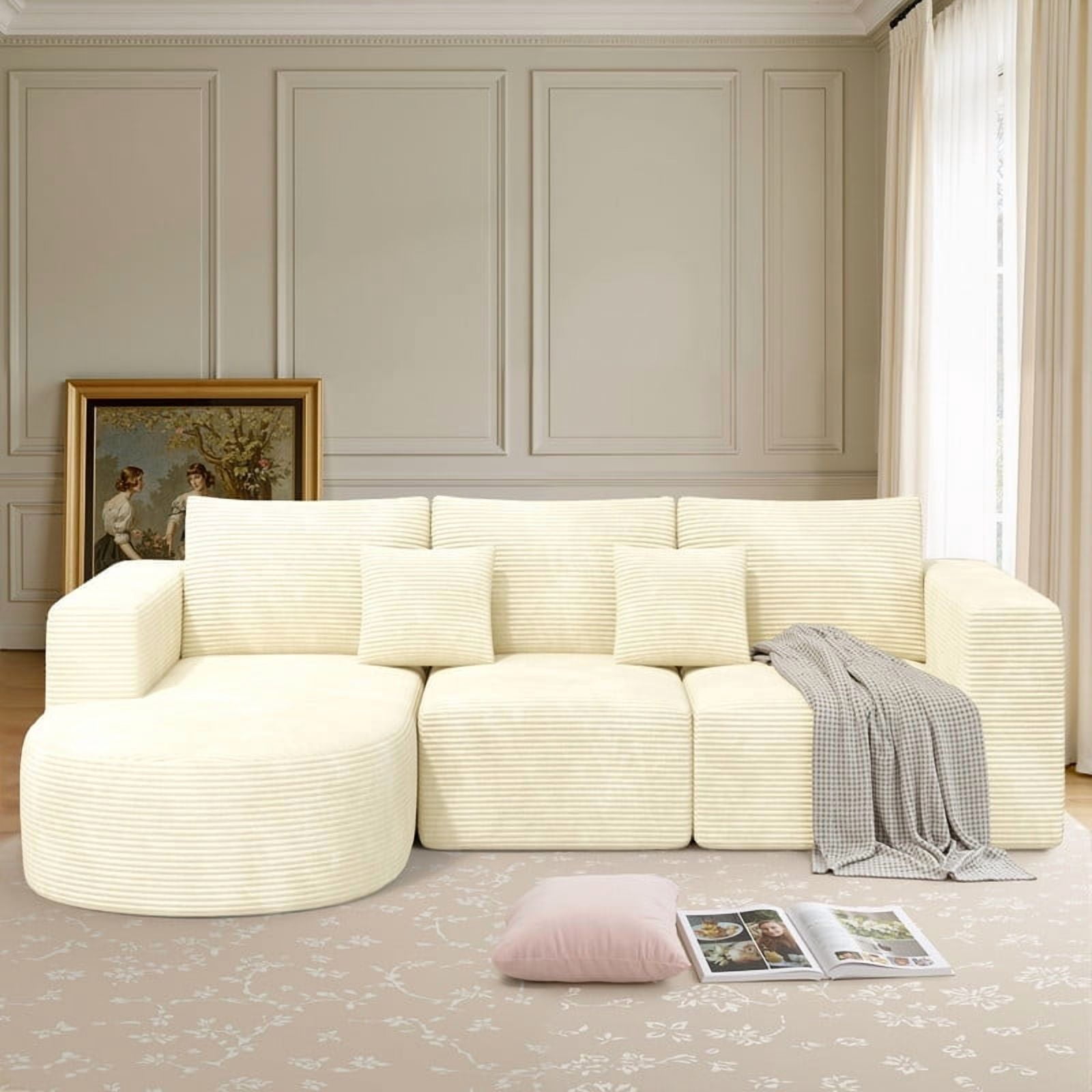 Daluvenix 104” Modular Sectional Sofa Cloud Sectional Couch with Deep Seat Modern Modular L-Shape Sofa Couch with Chaise Upholstered Couches for Living Room Bedroom