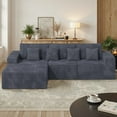 thumbnail image 1 of Daluvenix 111” Modular Sectional Sofa, Cloud Sectional Couch with L-Shape Chaise, Upholstered Comfy Deep Seat Couch for Living Room Bedroom, No Assembly Required, Gray(corduroy Fabric), 1 of 9