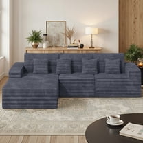 Daluvenix 111” Modular Sectional Sofa, Cloud Sectional Couch with L-Shape Chaise, Upholstered Comfy Deep Seat Couch for Living Room Bedroom, No Assembly Required, Gray(corduroy Fabric)