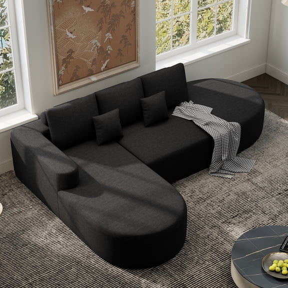 Daluvenix 112" L Shaped Modern Modular Sectional Curved Sofa Minimalist Style Comfy Cloud Couch for Living Room Apartment Boneless Couches Left Facing Chaise