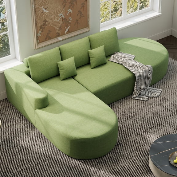 Daluvenix 112" L Shaped Modern Modular Sectional Curved Sofa Minimalist Style Comfy Cloud Couch for Living Room Apartment Boneless Couches Left Facing Chaise