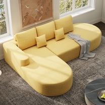 Daluvenix 112" L Shaped Modern Modular Sectional Curved Sofa Minimalist Style Comfy Cloud Couch for Living Room Apartment Boneless Couches Left Facing Chaise