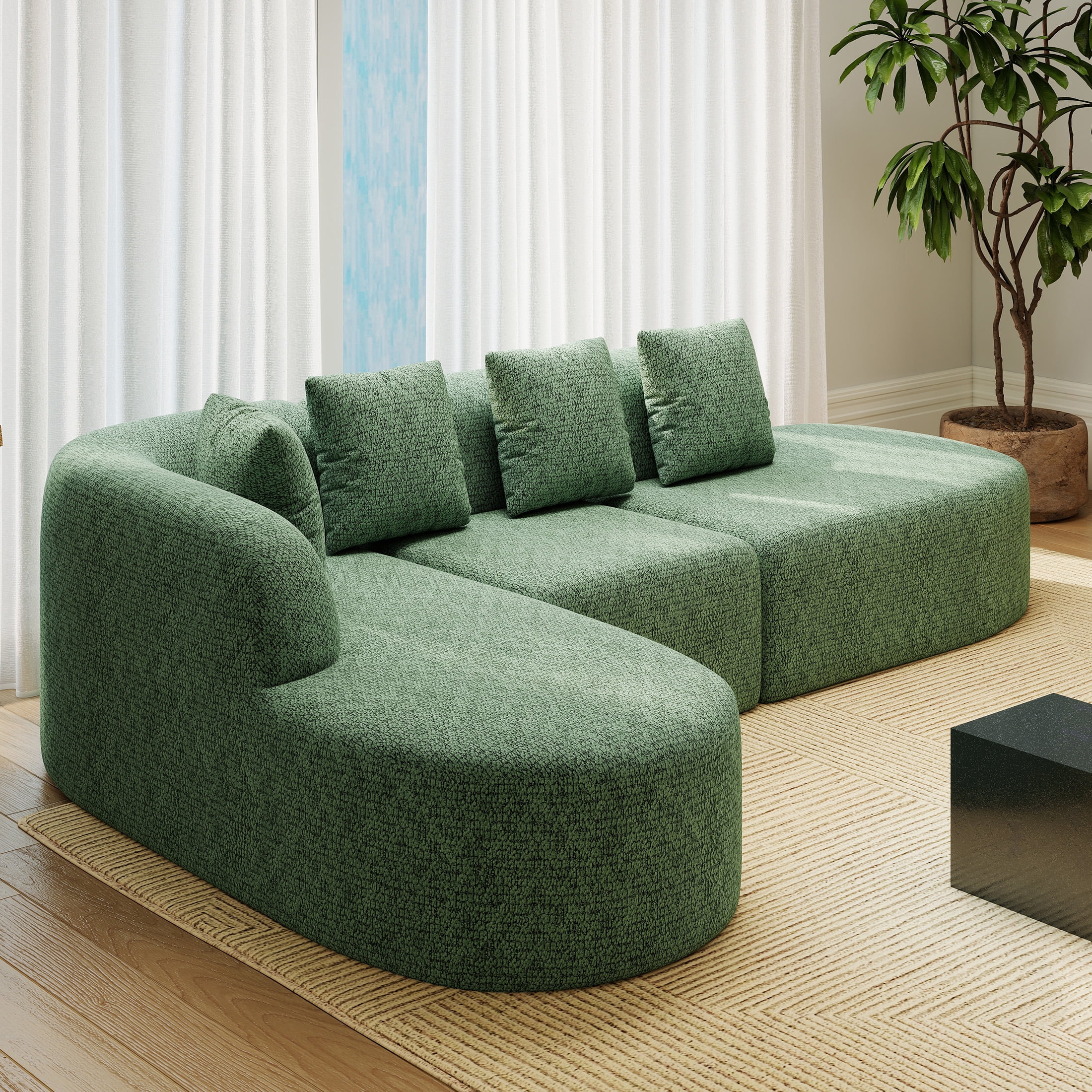 Daluvenix 114 Inch Boneless Couches for Living Room Modern Modular Sectional Sofa with Left Chaise L-Shape Cloud Sectional Couch