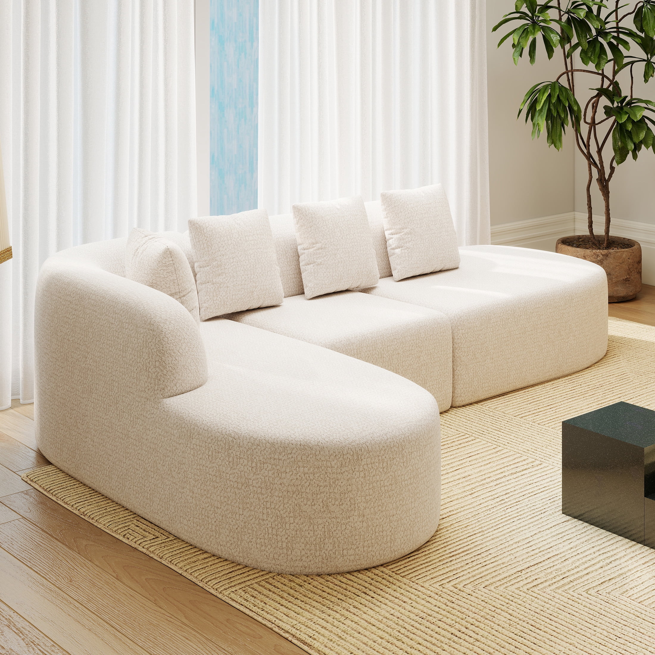 Daluvenix 114 Inch Boneless Couches for Living Room Modern Modular Sectional Sofa with Left Chaise L-Shape Cloud Sectional Couch