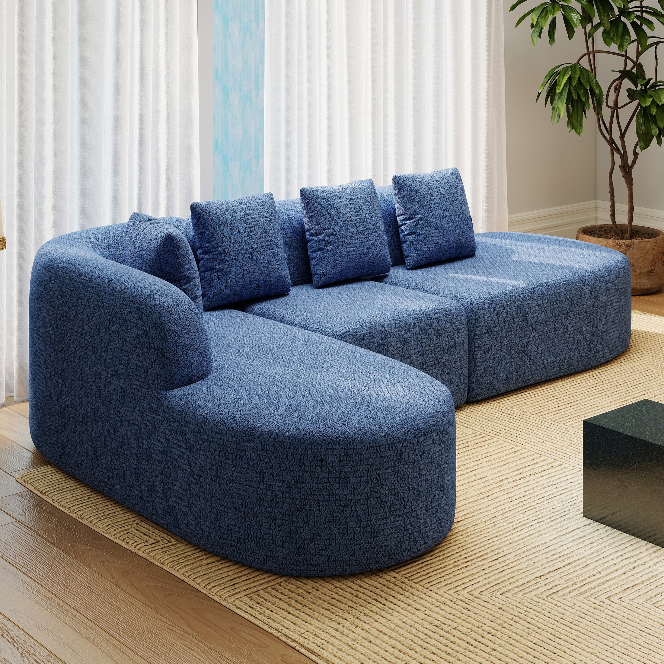 Daluvenix 114 Inch Boneless Couches for Living Room Modern Modular Sectional Sofa with Left Chaise L-Shape Cloud Sectional Couch