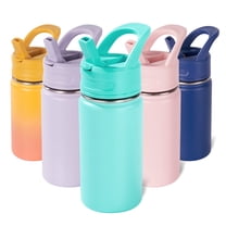Daluvenix 12oz Insulated Kids Water Bottle with Straw and Carry Handle, Leak-Proof BPA-Free Stainless Steel Bottle, Green