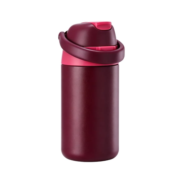 Daluvenix 14oz Kids Insulated Water Bottle with Straw Lids, 2-in-1 Straw and Chug Water Bottle for kids for Sports and School, Leakproof Stainless Steel Toddler Water Bottle BPA Free, Red
