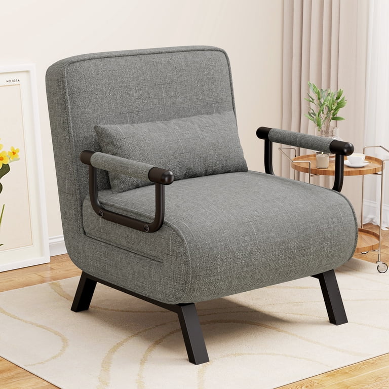 Daluvenix 4 in 1 Convertible Sofa Bed Sleeper Chair with a Pillow, 5 Position Modern Single Person Chaise Lounge Couch , Linen Folding Bed for Living
