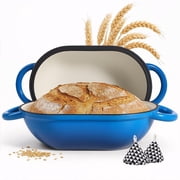 Daluvenix 2qt Dutch Oven for Bread Baking, Enameled Cast Iron Bread Oven with Lid, Non Stick, Blue