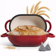 Daluvenix 2qt Dutch Oven for Bread Baking, Enameled Cast Iron Bread Oven with Lid, Non Stick, Red