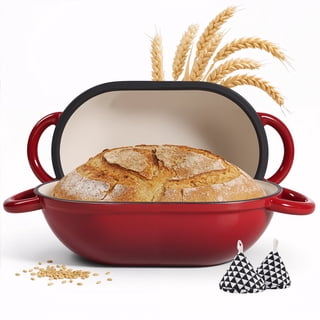 Daluvenix 2qt Dutch Oven for Bread Baking, Enameled Cast Iron Bread Oven with Lid, Non Stick, Red