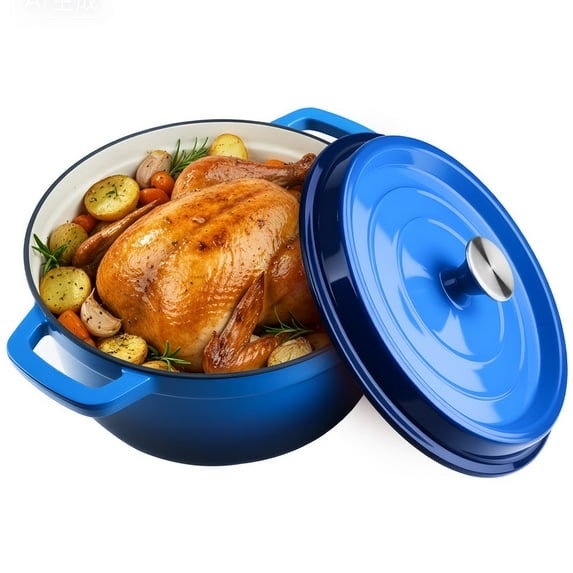 Daluvenix 6.5qt Enameled Cast Iron Dutch Oven for Sourdough Bread,Heavy-Duty Enamel Pot with Lid,Pre-Seasoned Cookware with Dual Handles for Bread Baking, Blue