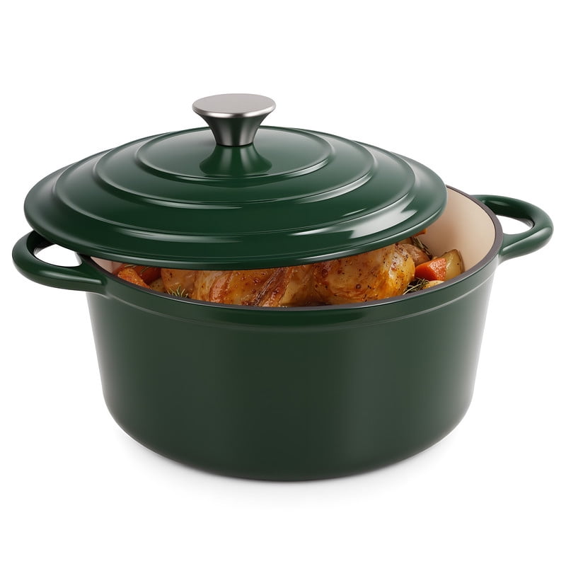 Daluvenix 6qt Enameled Cast Iron Dutch Oven PoT with lid for Bread Non Stick Cookware with Dual Handles for Cooking Roasting Blue