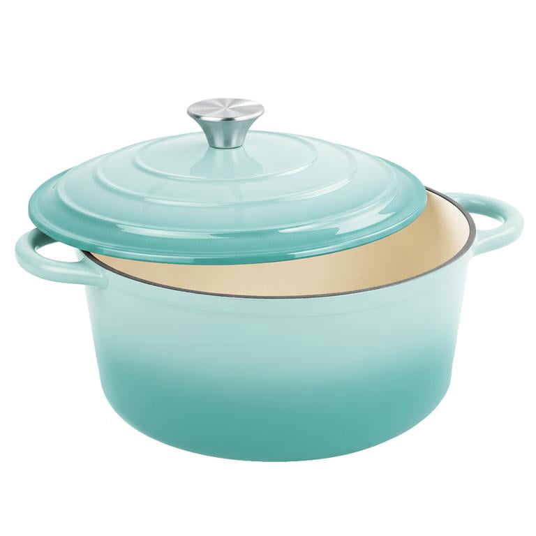 Daluvenix 6qt Enameled Cast Iron Dutch Oven PoT with lid for Bread Non Stick Cookware with Dual Handles for Cooking Roasting Blue