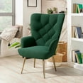 thumbnail image 1 of Daluvenix Adjustable Legs Accent Chair, Velvet/Leather Upholstery, High Wide Armrest & Thick Pad, 300LBS Weight Capacity Single Sofa, Green, 1 of 6