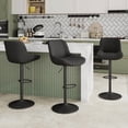 thumbnail image 1 of Daluvenix Adjustable Bar Stools Set of 3, Swivel Kitchen Bar Chairs with Back, Modern Tech Fabric Island Chairs for Home Kitchen, Black, 1 of 7