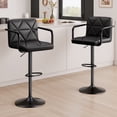 thumbnail image 1 of Daluvenix Bar Stools Set of 2, PU Leather Adjustable Swivel Barstools, Hydraulic Counter Height Bar Chairs with Armrest Back for Kitchen Island, Black, 1 of 9