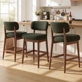 thumbnail image 1 of Daluvenix Counter Height Bar Stools Set of 3, Mid-Century Bar Chairs with Solid Wood Frame and Backrest, Modern Boucle Fabric BarStool for Kitchen Island, Wooden Dining Room Chair, 1 of 9
