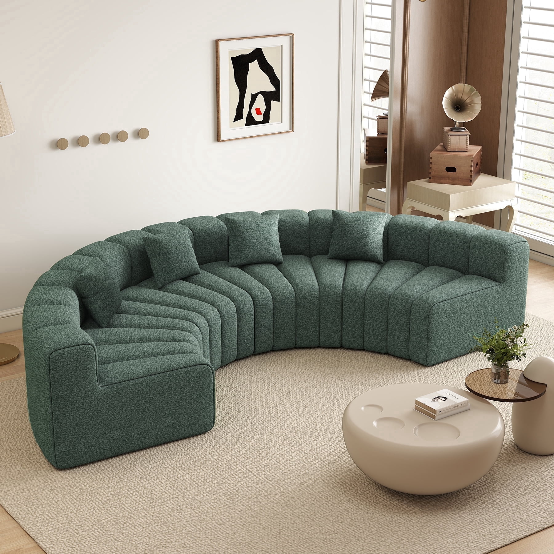 Modular Rounded Couches Daluvenix Oversized Round Curved Sofa 4 Seater Round Modular Sectional ...