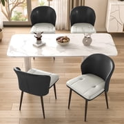 Daluvenix Dining Chairs Set of 4 PU Leather Kitchen Dining Chairs With Cushion Seat And Metal Legs, Easy Assembly, Black