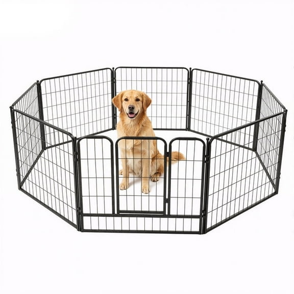 Daluvenix Dog Playpen Outdoor Extra Wide 16 Piece Panels Heavy Duty Dog Fence 32" Height Anti-Rust with Doors Portable for Small and Medium Dogs