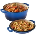 thumbnail image 1 of Daluvenix 2 in 1 Cast Iron Dutch Oven Pot with Skillet Lid, 6+2qt Pre-Seasoned Multipurpose Cookware for baking, braising, and stewing,  Blue, 1 of 8