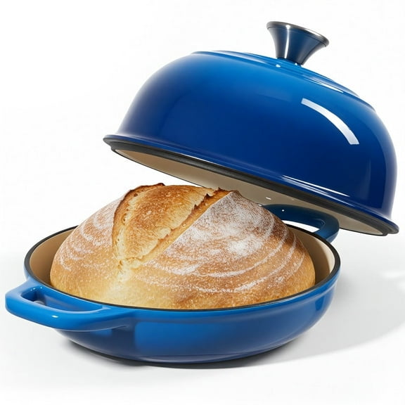 Daluvenix Enameled Cast Iron Dutch Oven for Sourdough Bread Baking, 4.5qt Cast Iron Bread Pot with Lid and Handles, Bread Dutch Oven, Blue