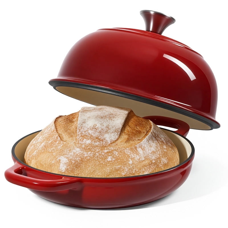 Daluvenix Enameled Cast Iron Dutch Oven for Sourdough Bread Baking, 4.5qt Cast Iron Bread Pot with Lid and Handles, Bread Dutch Oven, Red - Walmart.com
