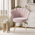 thumbnail image 1 of Daluvenix Velvet Accent Chair with Gold Metal Legs, Shell Design Vanity Makeup Chair for Living room, Modern Upholstered Guest Chair, Pink, 1 of 9