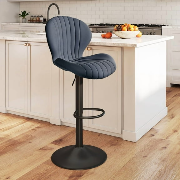 Daluvenix Swivel Bar Stools Set of 1 with Back, Adjustable Counter Height Bar Chairs with Heavy Duty Metal Base for Kitchen Island Dining Room Pub, Dark Grey