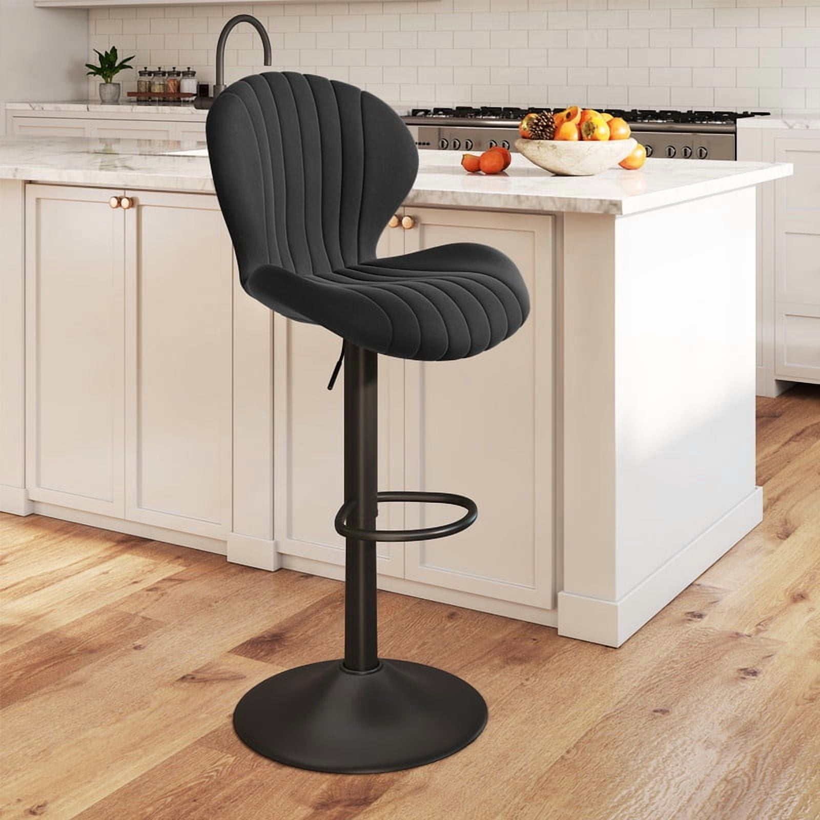 Daluvenix Swivel Bar Stools Set of 1 with Back, Adjustable Counter Height Bar Chairs with Heavy Duty Metal Base for Kitchen Island Dining Room Pub, Black
