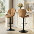 thumbnail image 1 of Daluvenix Swivel Bar Stools Set of 2 with Back, Adjustable Counter Height Bar Chairs with Heavy Duty Metal Base for Kitchen Island Dining Room Pub, Brown, 1 of 6