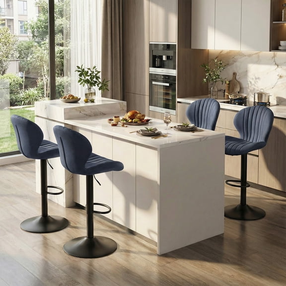 Daluvenix Swivel Bar Stools Set of 4 with Back, Adjustable Counter Height Bar Chairs with Heavy Duty Metal Base for Kitchen Island Dining Room Pub, Dark Grey