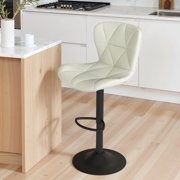 Daluvenix Modern Bar Stools Set of 1, Adjustable Swivel Counter Height Bar Chairs with Back, Faux Leather Upholstered for Kitchen Island, White