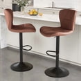 thumbnail image 1 of Daluvenix Modern Bar Stools Set of 2, Adjustable Swivel Counter Height Bar Chairs with Back, Faux Leather Upholstered for Kitchen Island, Brown, 1 of 8