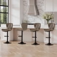 thumbnail image 1 of Daluvenix Modern Bar Stools Set of 2, Adjustable Swivel Counter Height Bar Chairs with Back, Faux Leather Upholstered for Kitchen Island, Dark Khaki, 1 of 6