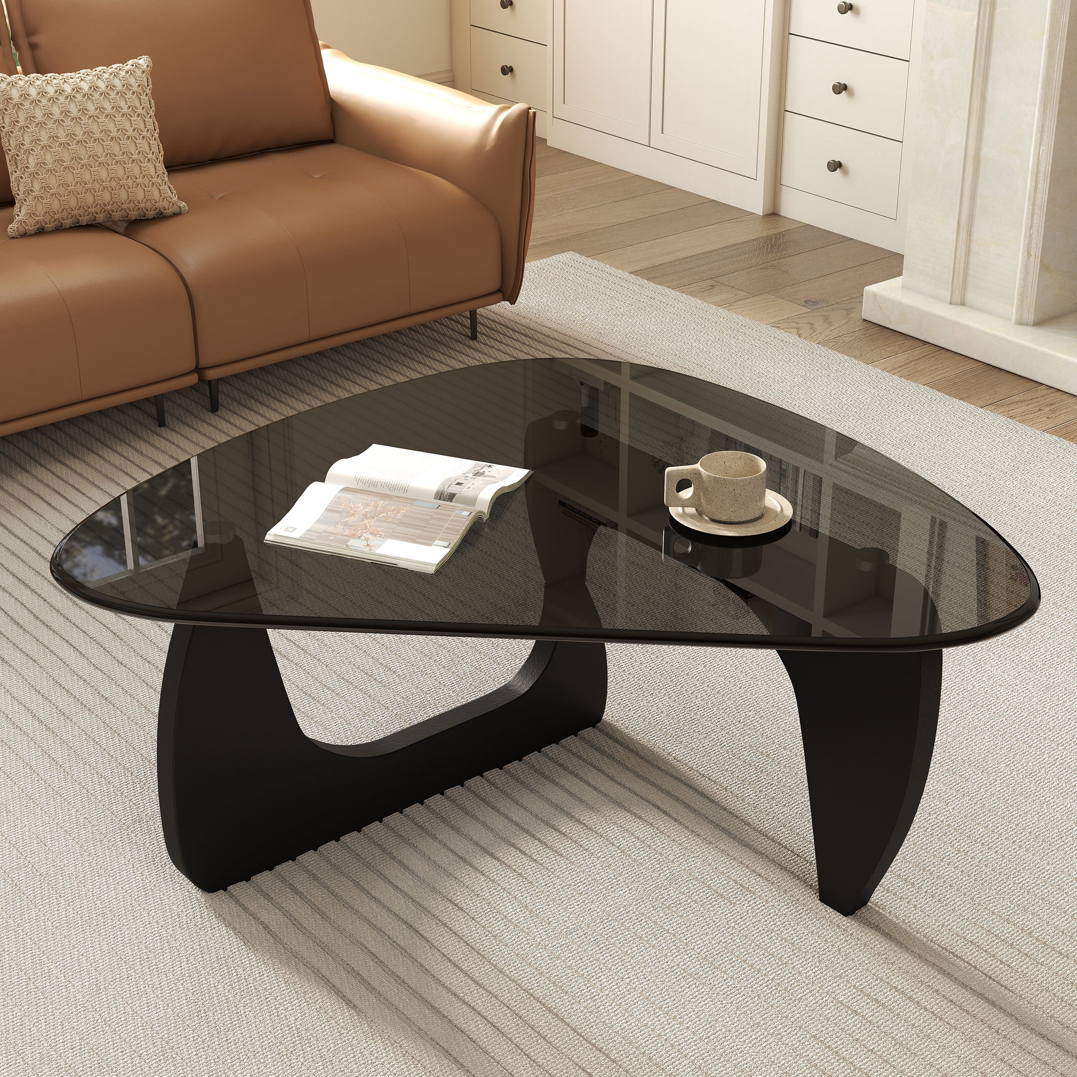 A Triangular Room Daluvenix Modern Glass Coffee Table Triangle Coffee Table for Living ...