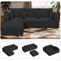 Daluvenix Modern Modular Sectional Sofa 113" L-Shaped Boneless Couch with Deep Seat Convertible Corduroy Cloud Couches for Living Room