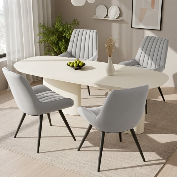 Daluvenix Modern Dining Chairs Set of 4, Upholstered Fabric Comfy Kitchen Dining Chairs with Metal Legs & Thick Cushions for Dining Living Room, Gray